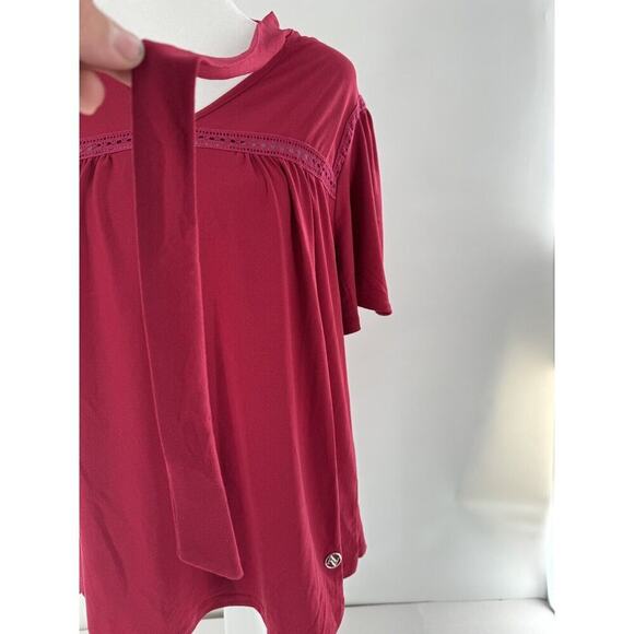 Adrienne Vittadini Top Blouse Size XL Red Neck Tie Classic Career Office Dressy‌ - Picture 7 of 16